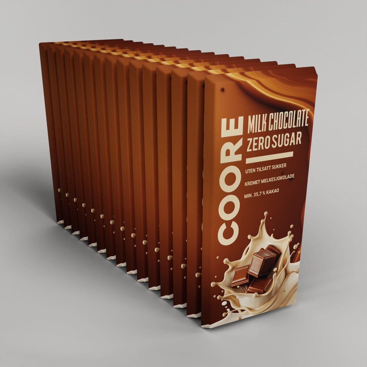 COORE Sukkerfri Belgisk Melkesjokolade 12x85g - TOLVPAKNING