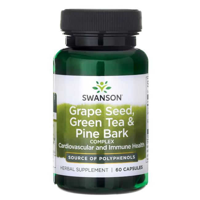 Swanson Grape Seed, Green Tea & Pine Bark Complex 60 Caps