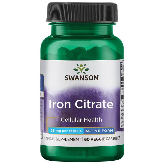 Swanson Iron Citrate - Active Form 25 mg 60 Veg Caps