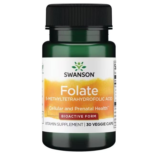 Swanson Folate 5-Methyltetrahydrofolic Acid - Bioactive Form 680 mcg Dfe 30 Veg Caps