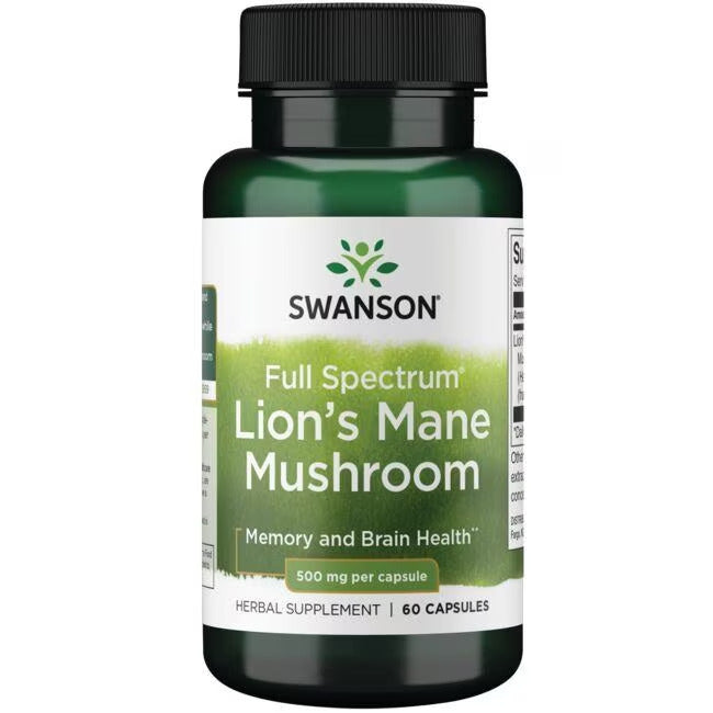 Swanson Full Spectrum Lion's Mane Mushroom 500 mg 60 Vegan Caps