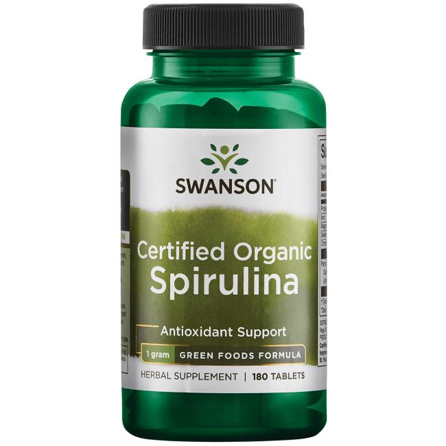 Swanson Greens Certified Organic Spirulina 500 mg 180 tabs