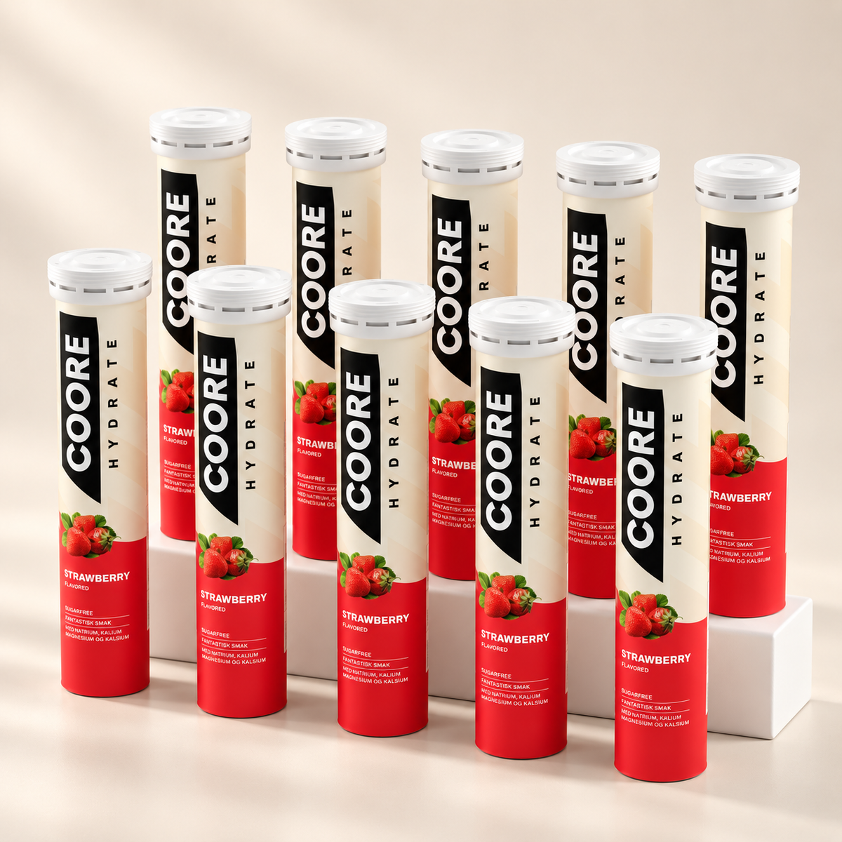 COORE Hydrate Electrolytes Strawberry - Tipakning - 200 Brusetabletter!