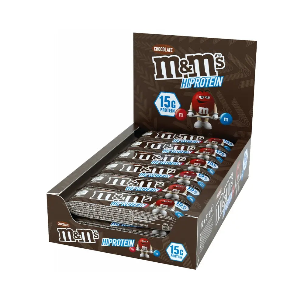 M&M's HiProtein Bar 12 x 51 g Chocolate – proteinbar med mini M&M's
