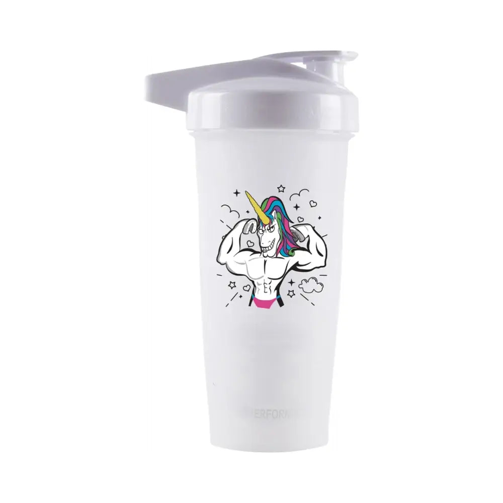 Performa Activ shaker 800 ml Unicorn – hvit shaker med ActionRod