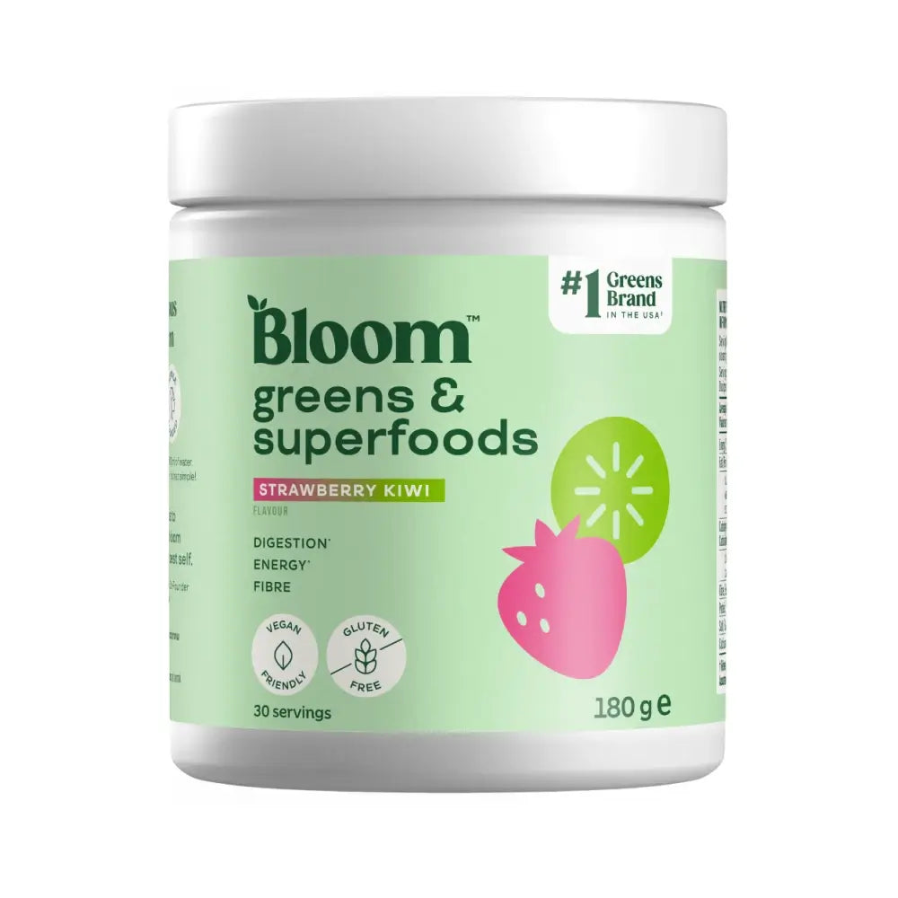 Bloom Greens & Superfoods 30 porsjoner Strawberry Kiwi – grønt pulver med probiotika