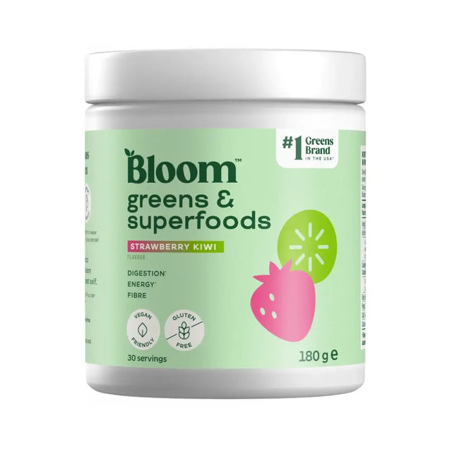 Bloom Greens & Superfoods 30 porsjoner Strawberry Kiwi – grønt pulver med probiotika