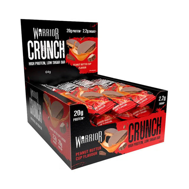 Warrior Crunch Bar 12 x 64 g Peanut Butter Cup – sprø proteinbar med 20 g protein