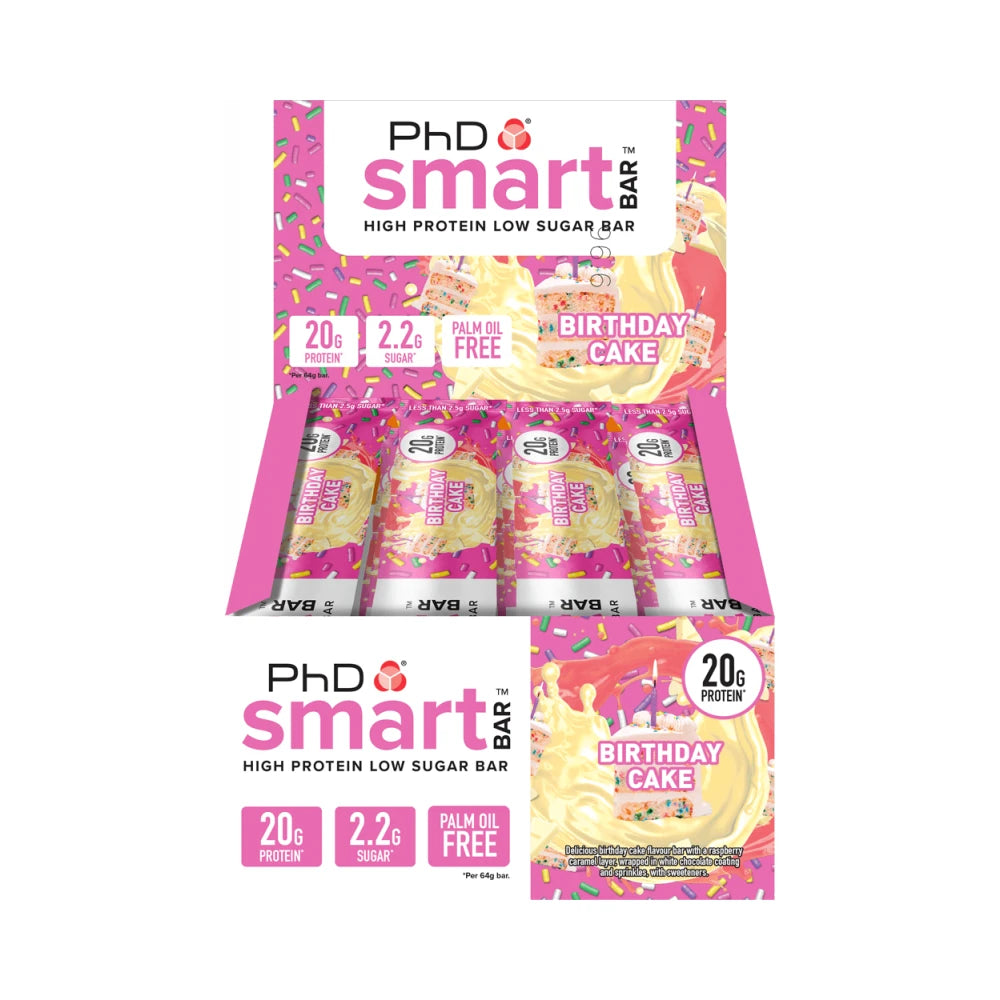 PhD Smart Bar (12x64g) Birthday Cake
