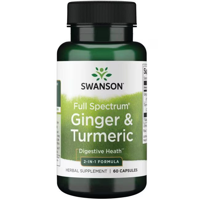 Swanson Full Spectrum Ginger & Turmeric - 2-in-1 Formula 60 Caps