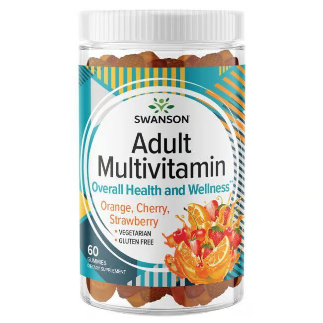 Swanson Adult Multivitamin Gummies - Orange, Cherry, Strawberry 60 Gummies